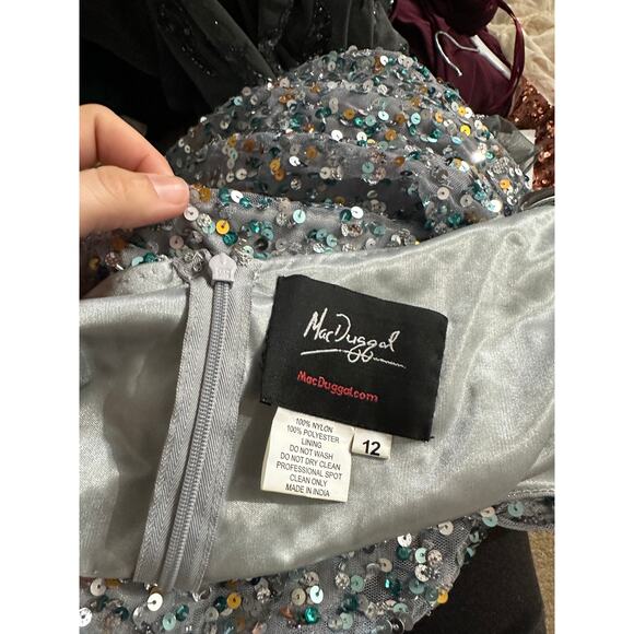 Mac Duggal 5213 Rainbow Multi Color Sequin V Neck Gown 12 NEW - Picture 7 of 7